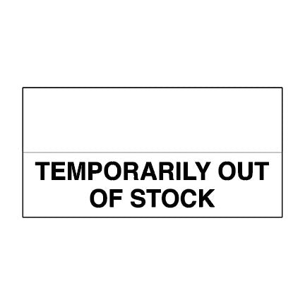 Vestcom Temporarily Out of Stock Shelf Chip (Bottom Print), 500 per pack. Fits standard 1¼" shelf channels for clear shopper communication and shelf compliance.