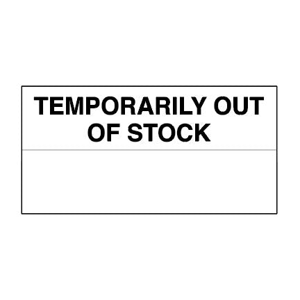 Vestcom Temporarily Out of Stock Shelf Chip, top-printed, fits standard 1¼" shelf channels. Helps maintain shelf integrity and shopper communication.