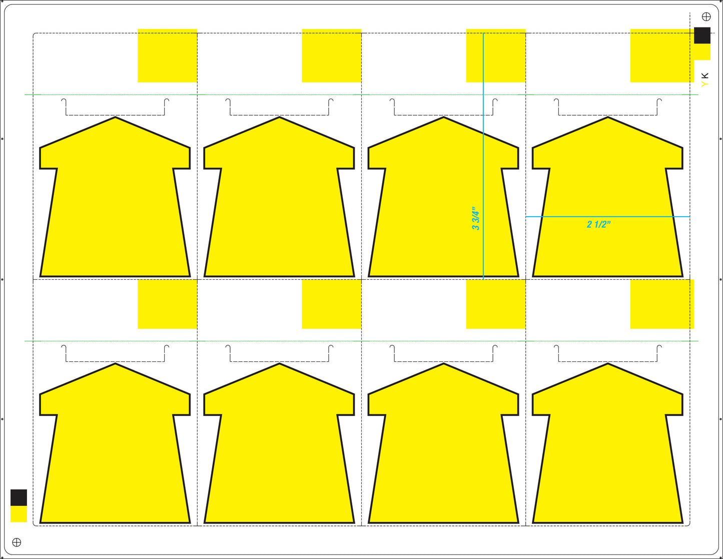 8up yellow and black arrow labels on 8.5"x11" laser sheets, each label 2.5"x3.75". Pack includes 100 sheets.