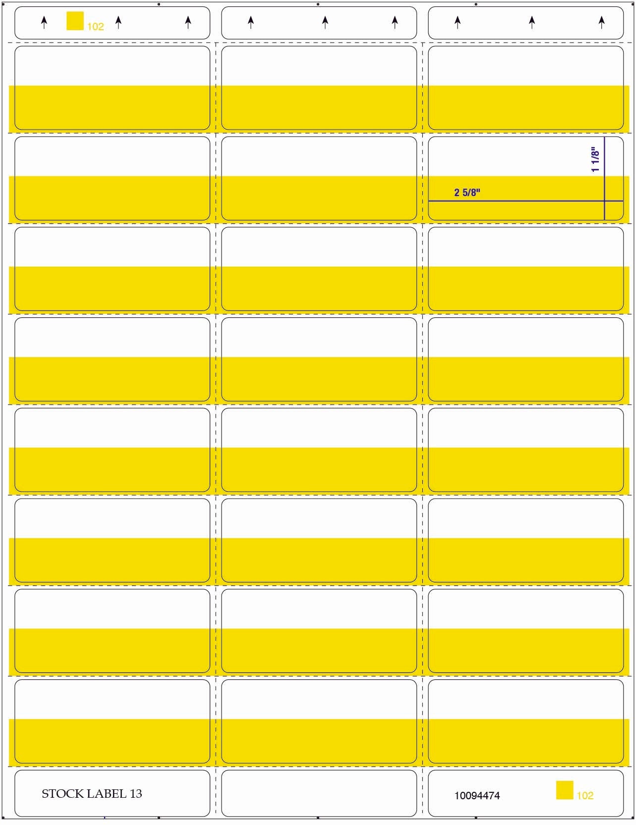 24UP PORTRAIT YELLOW SHELF LABELS (2-5/8" x 1-1/8") Stock Label 13