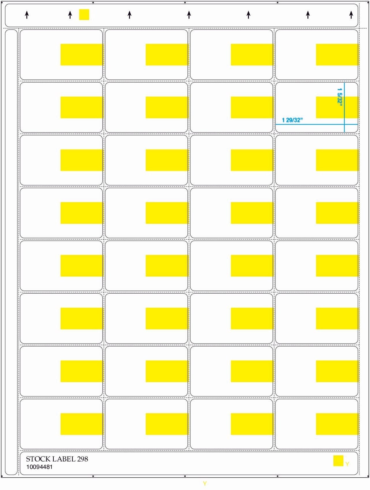 32UP YELLOW SHELF LABELS (1-29/32" x 1-5/32") Stock Label 298