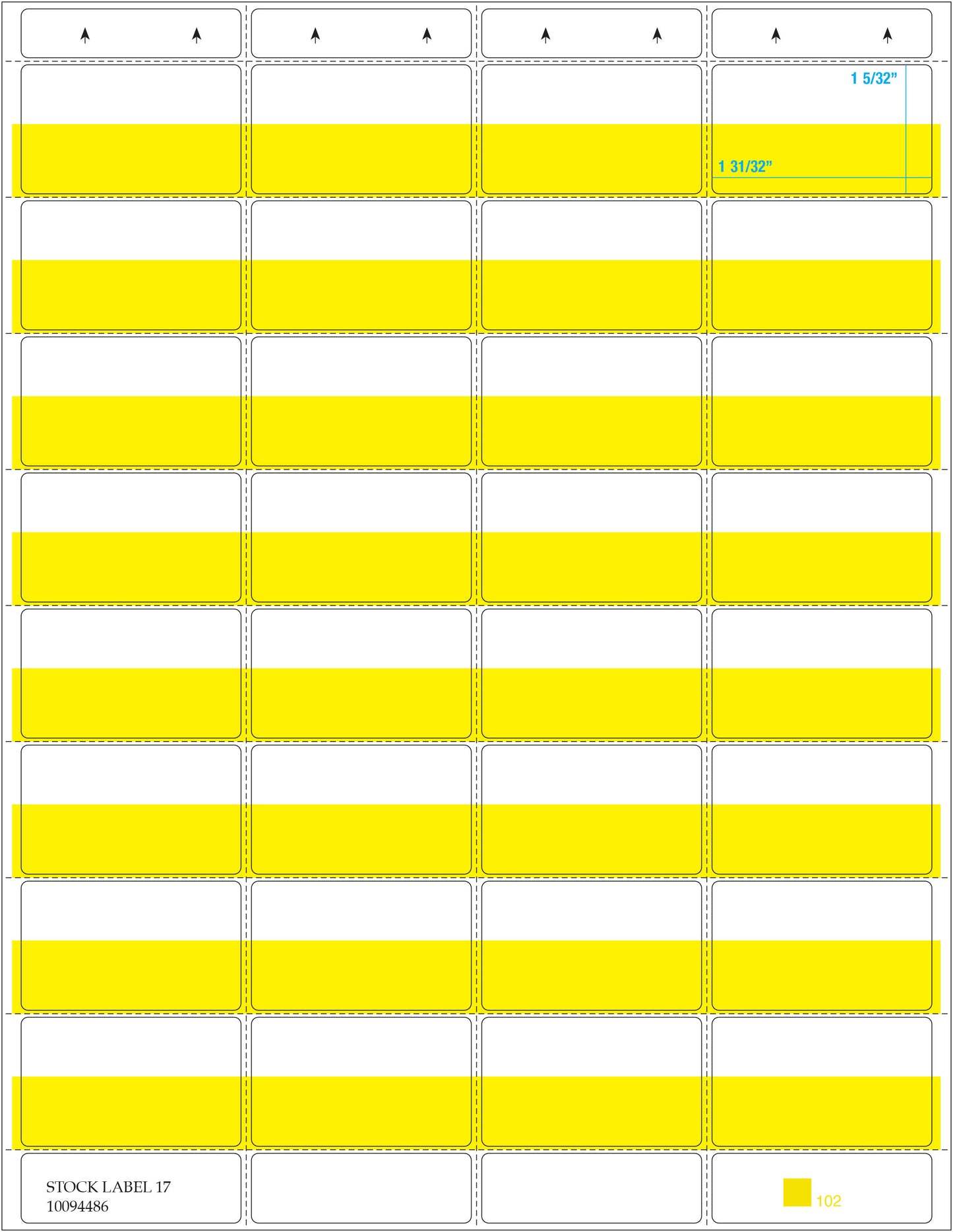 Vestcom 32UP Portrait Yellow Shelf Labels (1-31/32" x 1-5/32") made from durable vinyl for promotions and showcasing featured items with vibrant color.