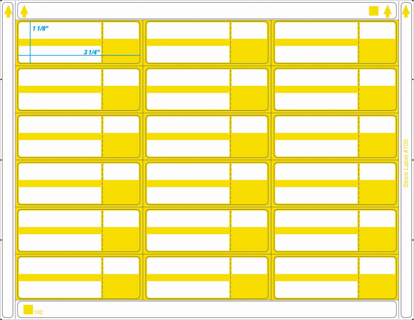 18UP LANDSCAPE YELLOW LABELS (3-1/4" X 1-1/8") Stock Label 102