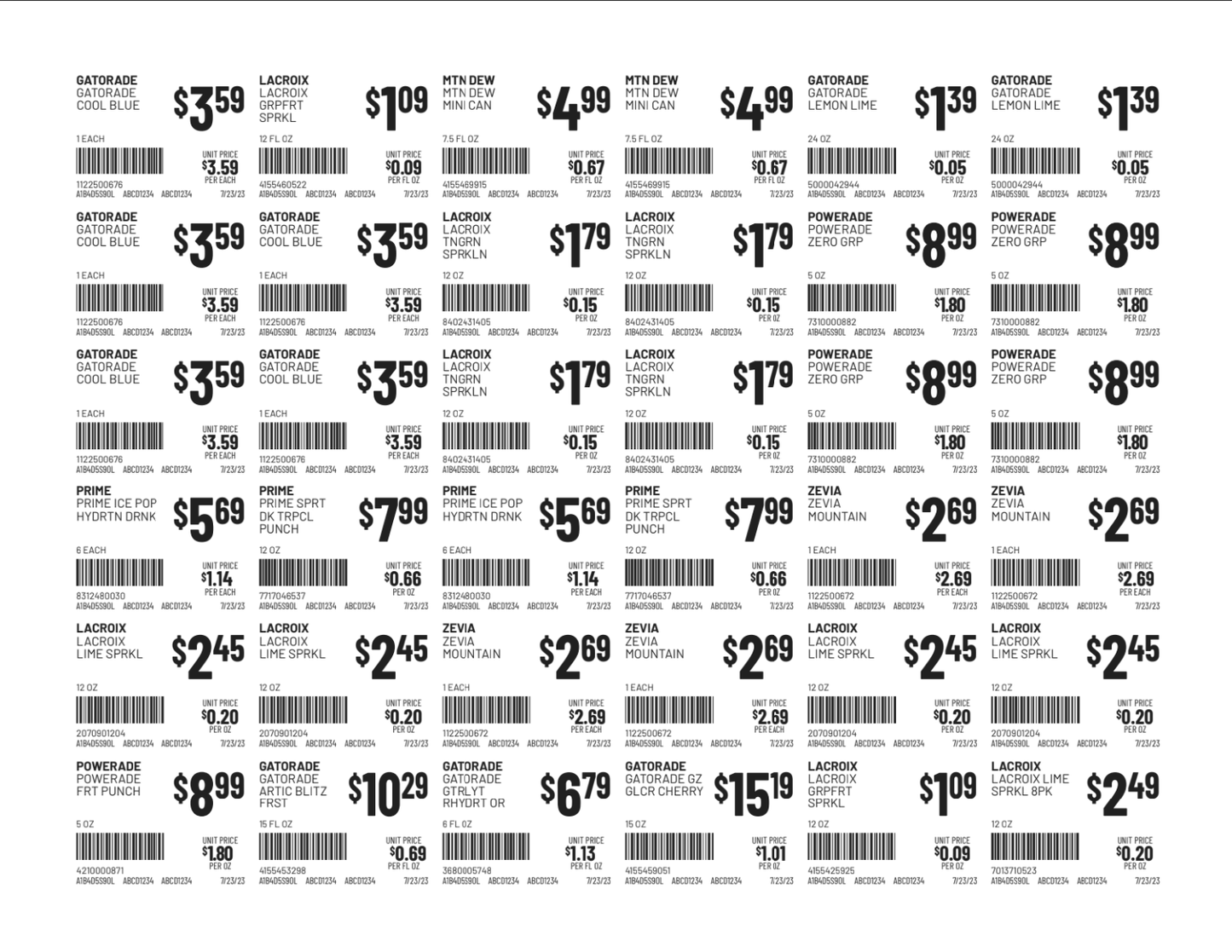 White UPL Shelf Labels