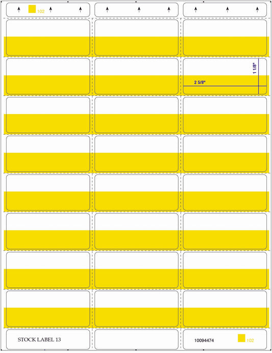 Vestcom 24UP Portrait Yellow Shelf Labels (2-5/8 x 1-1/8 inches) made from durable vinyl, perfect for promotions and cold-storage.