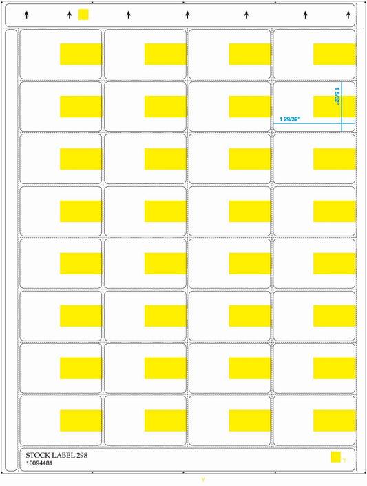 Vestcom 32UP Yellow Shelf Labels (1-29/32" x 1-5/32") made of durable vinyl, ideal for highlighting promotional messages with high visibility in busy retail spaces.