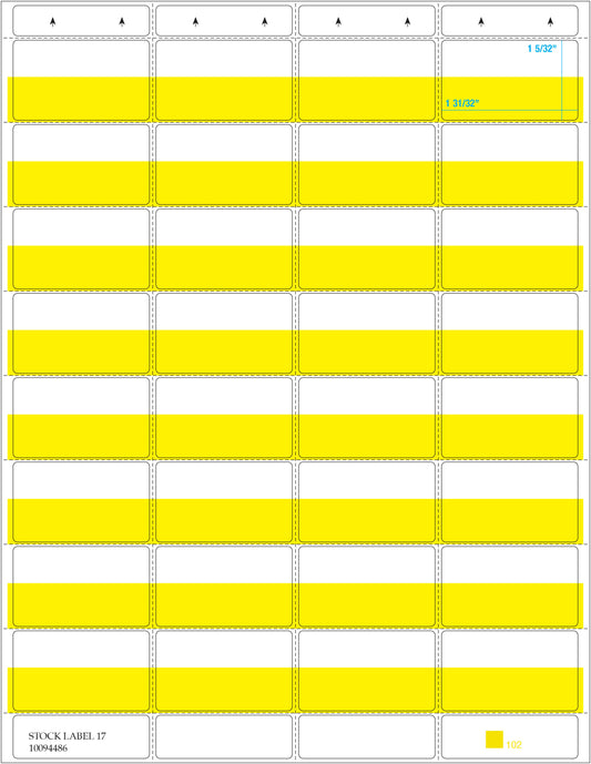Vestcom 32UP Portrait Yellow Shelf Labels (1-31/32" x 1-5/32") made from durable vinyl for promotions and showcasing featured items with vibrant color.
