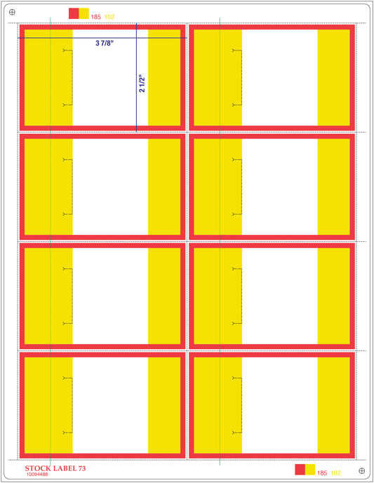 Vestcom 8UP Red/Yellow Shelf Labels (3-7/8" x 2-1/2"), vibrant vinyl labels for promotions, clearance items, or new arrivals, laser printer compatible.